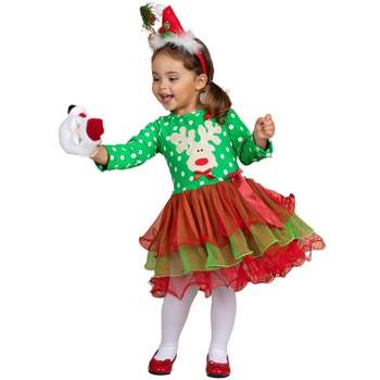 Girls Polka Dot Reindeer Tutu Dress - Mia Belle Girls