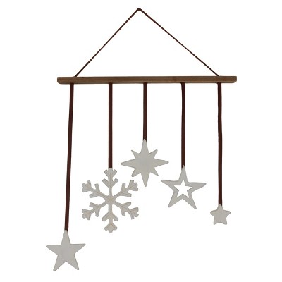 Transpac MDF PU Hanging Star Wall Decor Multicolor Wood Art for Christmas Perfect Indoor Decoration and Gift Giving
