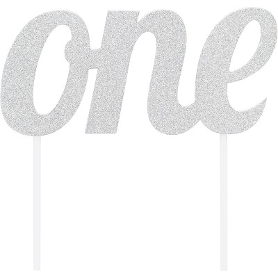 Silver "One" Cake Topper