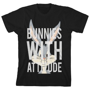 Looney Tunes Bugs Bunnies With Attitude Crew Neck Short Sleeve Black T-shirt Toddler Boy to Youth Boy - 1 of 3