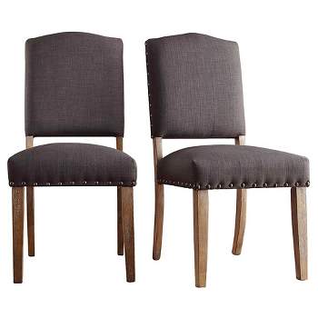 Set of 2 Cobble Hill Nailhead Accent Dining Chair Wood/Charcoal - Inspire Q