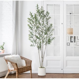 LOVMOR Olive Trees Artificial Indoor with Tall Pot, Natural Wood Trunk Treemote and Leaves, Fake Plant for Home Office Bedroom Decor 6FT 7FT 8FT - 1 of 4