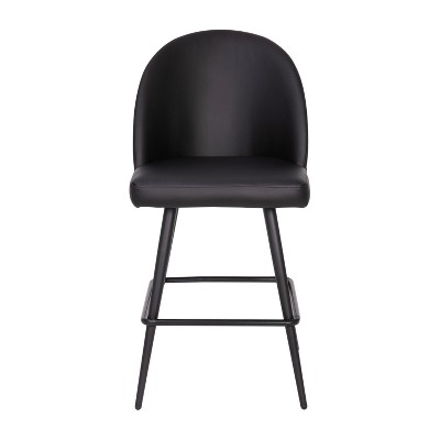 Modern Armless Black Leathersoft Counter Stools with Steel Frame