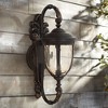 John Timberland Bellagio Vintage Rustic Outdoor Wall Light Fixture Veranda Bronze 26" Amber Hammered Glass for Post Exterior Barn Deck House Porch - 2 of 4