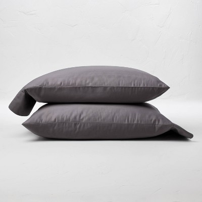 Standard 300 Thread Count Temperature Regulating Solid Pillowcase Set Dark Gray - Casaluna™