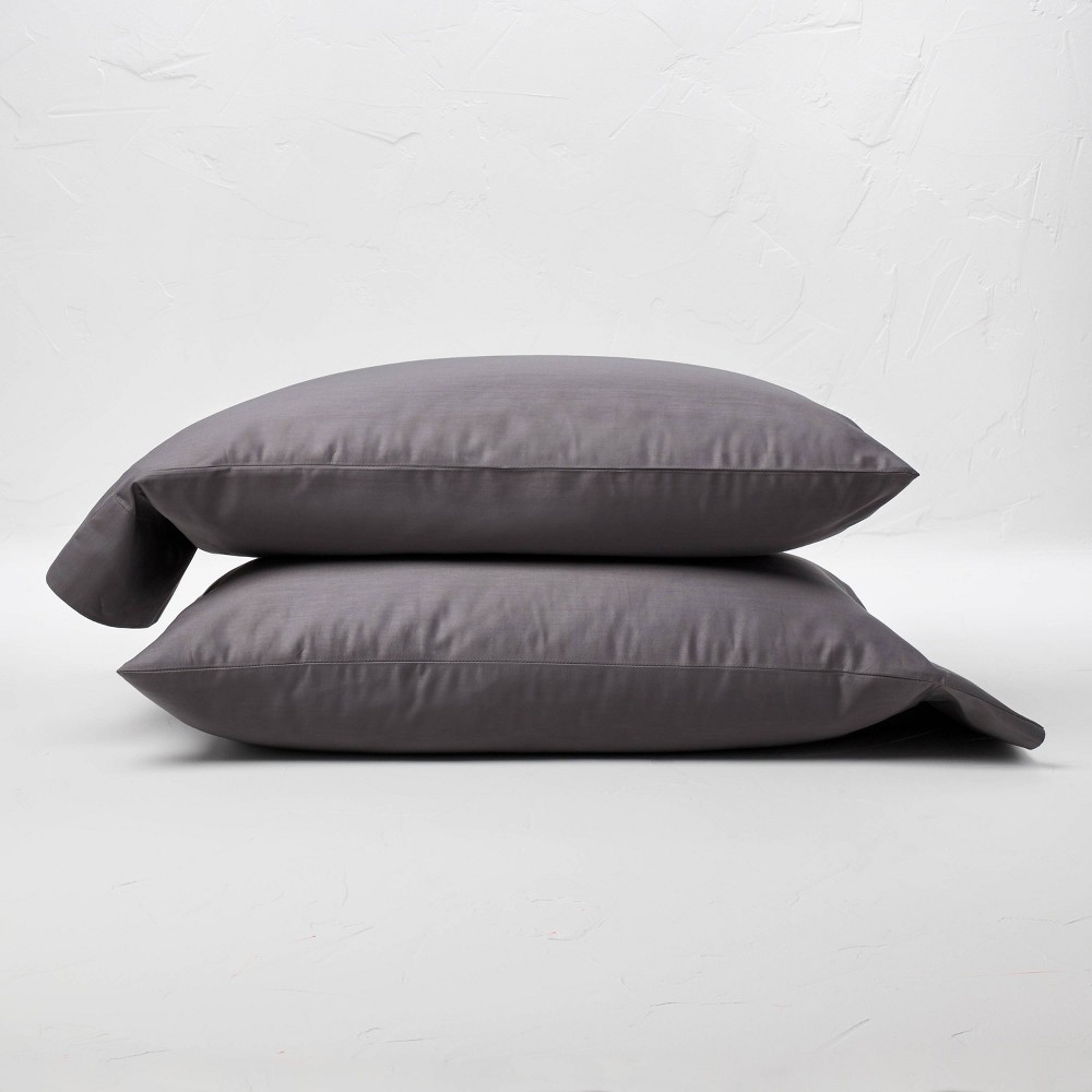 Photos - Pillowcase King 300 Thread Count Temperature Regulating Solid  Set Dark Gra