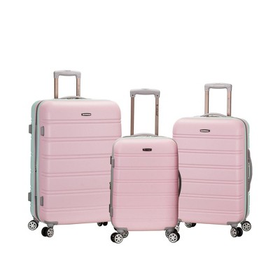 Rockland Pista 3 PC ABS Non-Expandable Luggage Set, Purple