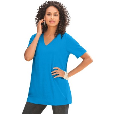 Roaman's Women's Plus Size Ultimate V Neck Tee
