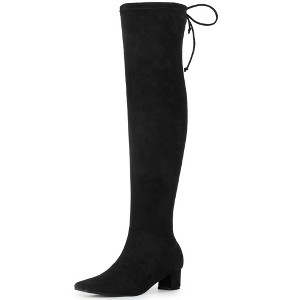 BLISSFUL STEP Square Toe Comfy Thigh High Boots Stretch Over the Knee Boots for Women - 1 of 4