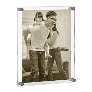 Azar Displays Floating Acrylic Wall Frame with Silver Stand Off Caps: 22" x 28" Graphic Size, Overall Frame Size: 26" x 32"