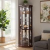 SpassWay 70"H Adjustable Shelves Lighted Corner Curio Suitable for Living Room Cherry white Oak - 3 of 4