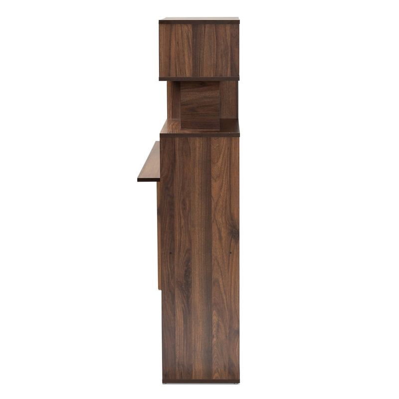 Foster Wood Storage Desk with Shelves Walnut/Brown - Baxton Studio, 4 of 10