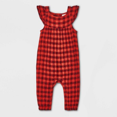 Image of Baby Girls' Ruffle Sleeve Romper - Cat & Jack™ Burgundy 6-9M