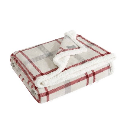50"x60" Plaid Reversible Sherpa Fleece Throw Blanket