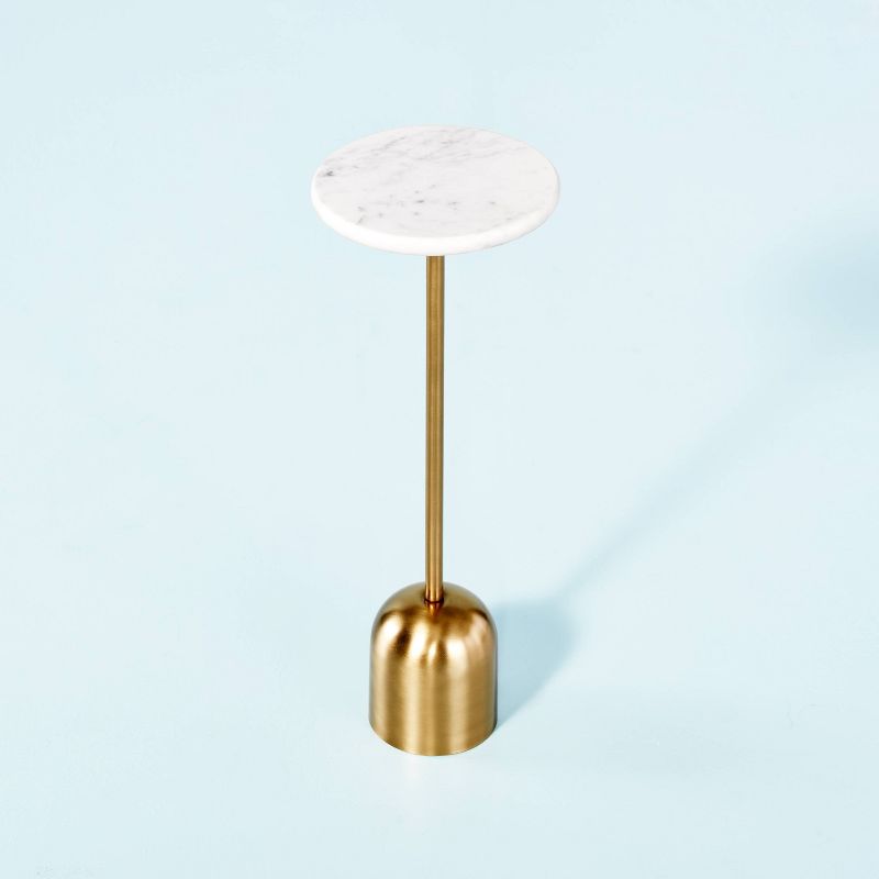 Marble Top Drink Side Table - Brass/White - Hearth &#38; Hand&#8482; with Magnolia, 4 of 10