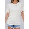 Amaryllis Women's Ribbed Knit Top with Eyelet Lace Flutter Sleeves Elegant Casual Stretchy Fitted Tee - 3 of 4