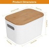 Racxily 2Pcs Storage Bins with Bamboo Lids Stackable Plastic Storage Container with Handle Storage Box Accessories Holder - 4 of 4
