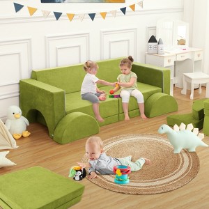 8-Piece Kids Modular Play Couch, Convertible Toddler Sofa Set with Removable Covers for Playroom or Nursery - 1 of 4