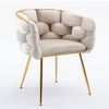 Modern Velvet Dining Chairs, Hand Weaving Accent Chairs with Golden Metal Legs, Cosmetic Chair for Dining Room Kitchen Vanity Living Room - 4 of 4