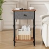VECELO Modern X-Design Nightstand, End/Side Table with Fabric Drawer & Open Storage Shelves for Bedroom or Living Room, Brown - 3 of 4