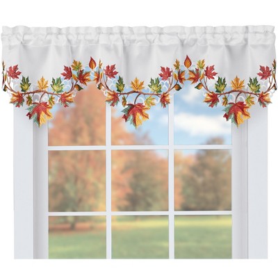 Collections Etc Lovely Embroidered Leaf Border Window Valance : Target