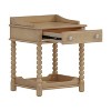 Retro Style Nightstand with Drawer and Open Shelf for Bedroom, Bedside Table with Turned Legs and Metal Handle - 3 of 4