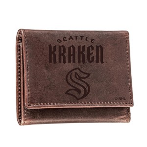 Evergreen NHL Seattle Kraken Brown Leather Trifold Wallet Officially Licensed with Gift Box - 1 of 1