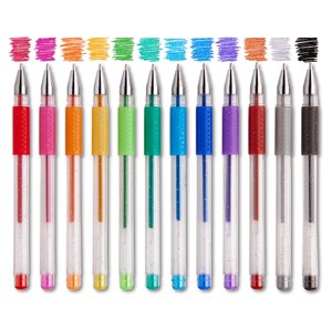 KINGART Gel Pen Set, Soft Grip, 12 Glitter Colors - 1 of 4