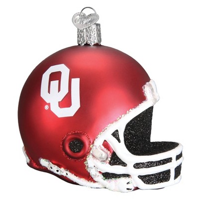 Old World Christmas Blown Glass Ornament for Christmas Tree, Oklahoma Sooners Helmet