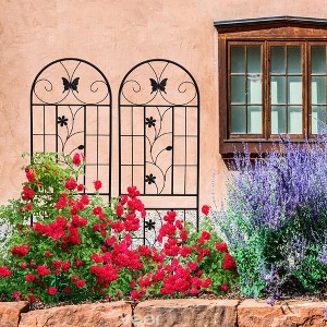 MAYEERTY 2 Pack Metal Garden Trellis 71 x 19.7 Inch Rustproof Climbing Plants Support Black Outdoor Flower - 1 of 4