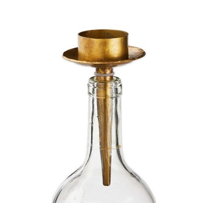 tag Bottle Stopper Tealight Candle Holder Antique Brass