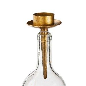 tag Bottle Stopper Tealight Candle Holder Antique Brass - 1 of 2