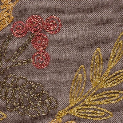 Shimmering Leaves Embroidered Polyester Euro Pillow Covers, 2 Piece
