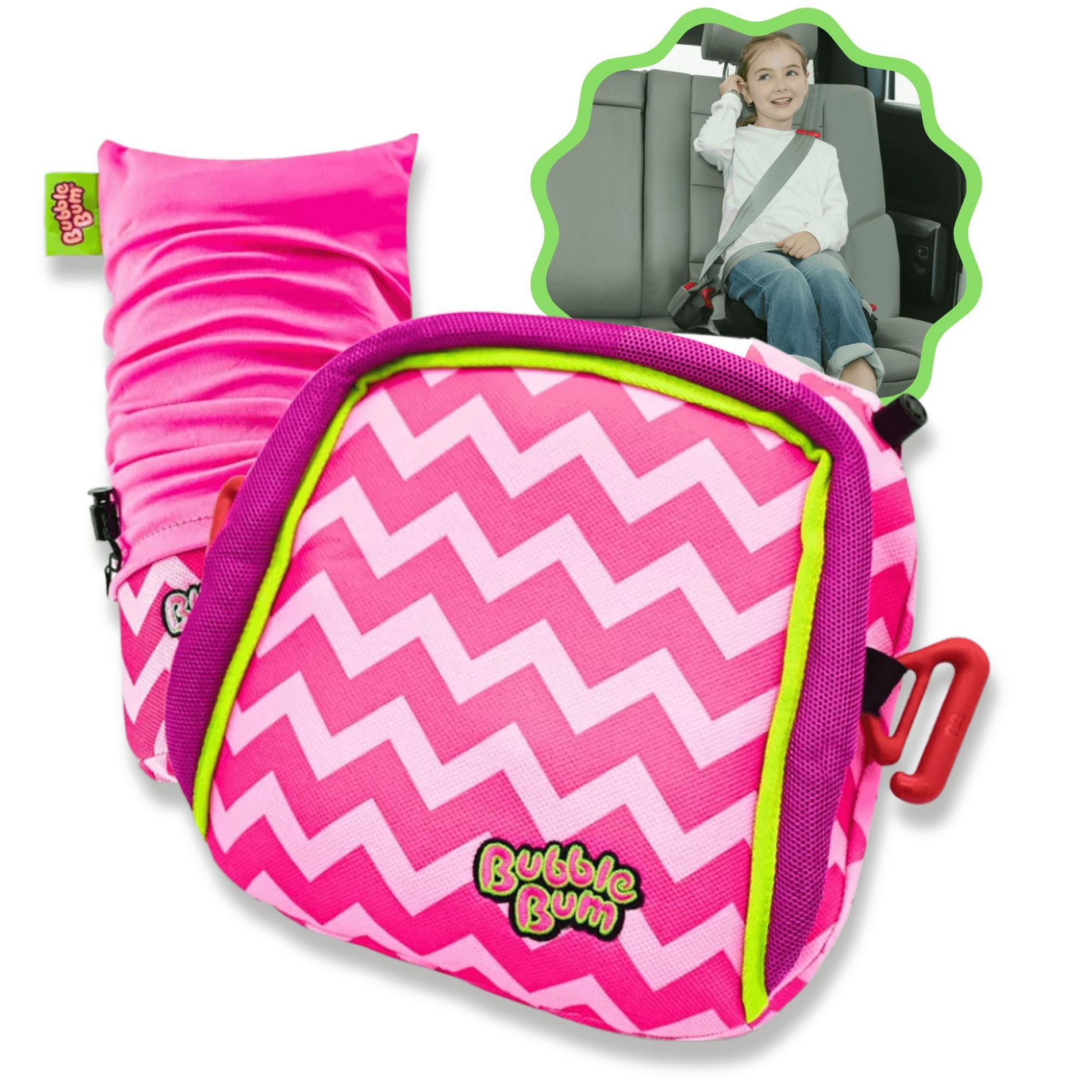BubbleBum Inflatable Car Booster Seat - Travel Booster Seat - Pink Style