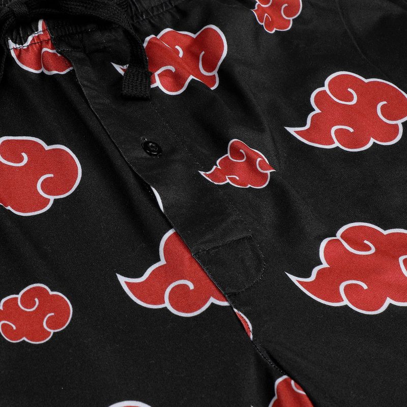 Naruto Shippuden Akatsuki Cloud Symbol AOP Men’s Black Sleep Pajama Pants, 2 of 3