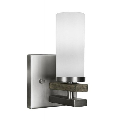 Toltec Lighting Belmont 1 - Light Sconce in  Graphite/Distressed Wood with 2.5" White Muslin Shade