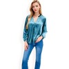 Anna-Kaci Women's Velvet Blouse with V-Neck and Button Detail - 4 of 4