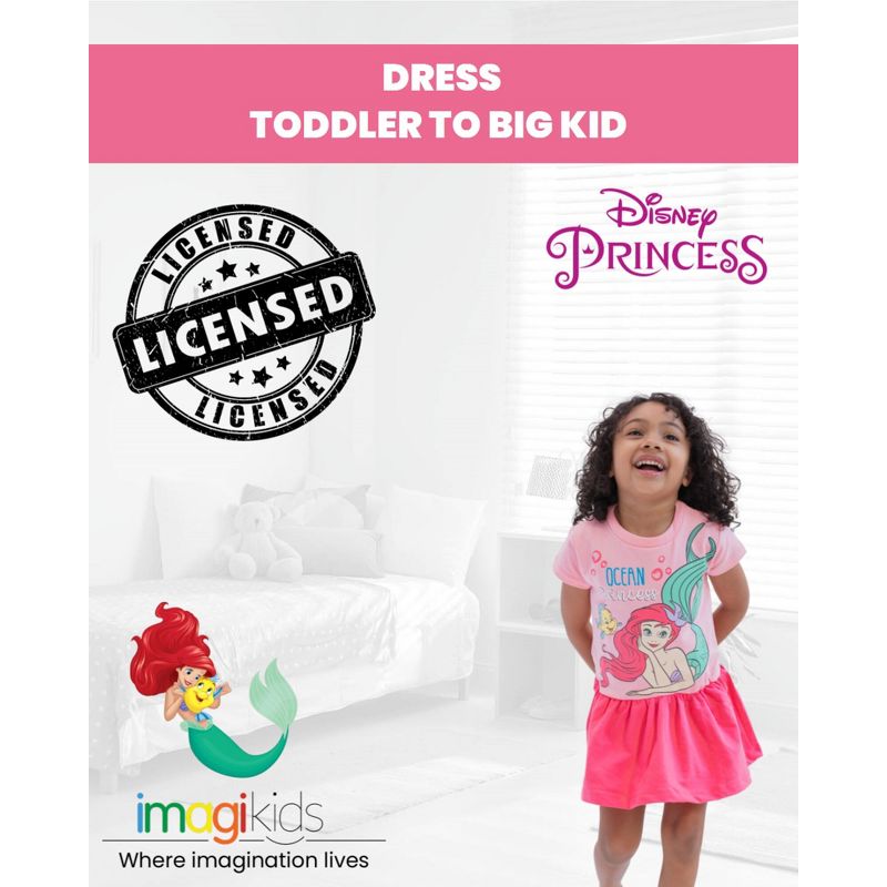 Disney Frozen Elsa Anna Moana Princess Rapunzel Jasmine Belle Girls French Terry Dress Toddler, 4 of 8