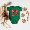The Juniper Shop Coquette Christmas Snowflake Bow Baby Bodysuit - 24 Month - Kelly - 2 of 3