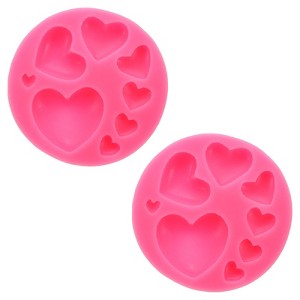 Unique Bargains Heart Silicone Polymer Clay Fondant Template for Crafts DIY Candy 2 Pcs - 1 of 4