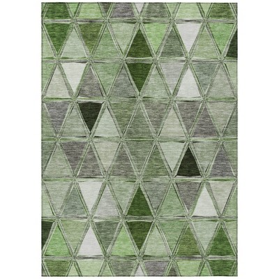 Green And Fern Green Geometric Washable Indoor Outdoor Area Rug