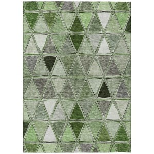 Green And Fern Green Geometric Washable Indoor Outdoor Area Rug - 1 of 4