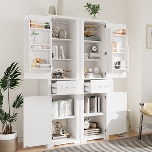 TIRAMISUBEST Tall Storage Cabinet with 4 Doors, Adjustable Shelf, Door Rack Design, Freestanding Bathroom Organizer with 2 Drawers - 1 of 4