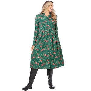 Woman Within Snap-Front Thermal Shirtdress - 1 of 2