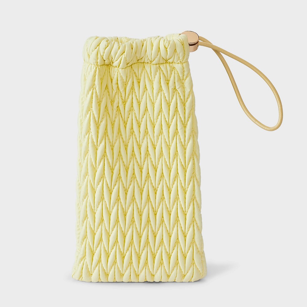 Women's Chevron Quilted Drawstring Sunglasses Pouch - A New Day™ Yellow