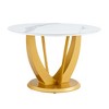 NicBex Dining Room Table for 4 Morden Round Dining Table Counter Height Table with Unique Base Design and Imitation Marble Top for Kitchen, Gold - 3 of 4