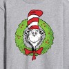 Men's The Cat in the Hat Cat Wreath Long Sleeve Graphic T-Shirt - Athletic Heather - Large - 2 of 4