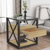Dexmalle Modern Tempered Glass Top End Table with Drawer - 3 of 4