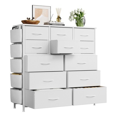 12-Drawer Fabric Dresser, Chest of Drawers with Wood Top & Metal Frame, Space-Saving Storage Organizer for Bedroom, Closet, Small Spaces