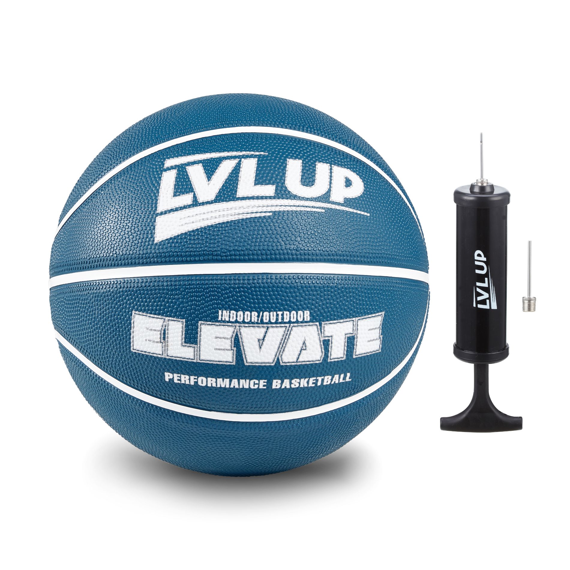 LVL UP Elevate Series Deflated Basketball Bundle Includes Pump and Needle - Blue